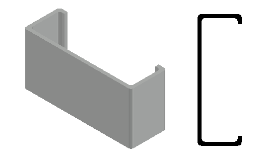 Cee channel cross-section and 3D render