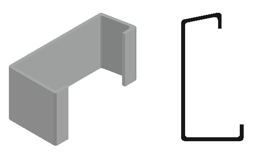 Eave strut cross-section and 3D render
