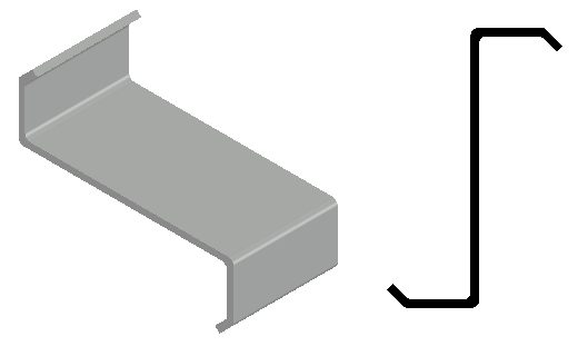 Z-purlin cross-section and 3D render